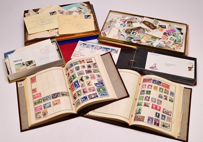 Lot 309 - Large box of stamps containing 3 albums of modern GB FDCs; new 22 ring album with pages...