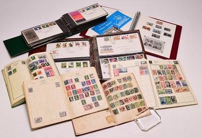 Lot 309 - Large box of stamps containing 3 albums of modern GB FDCs; new 22 ring album with pages...