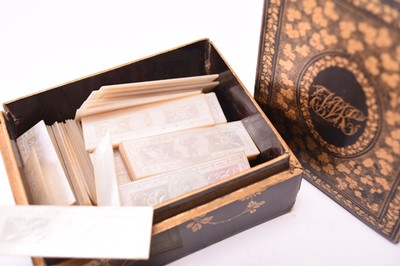 Lot 64 - A collection of Chinese mother-of-pearl gaming counters to a lacquer box
