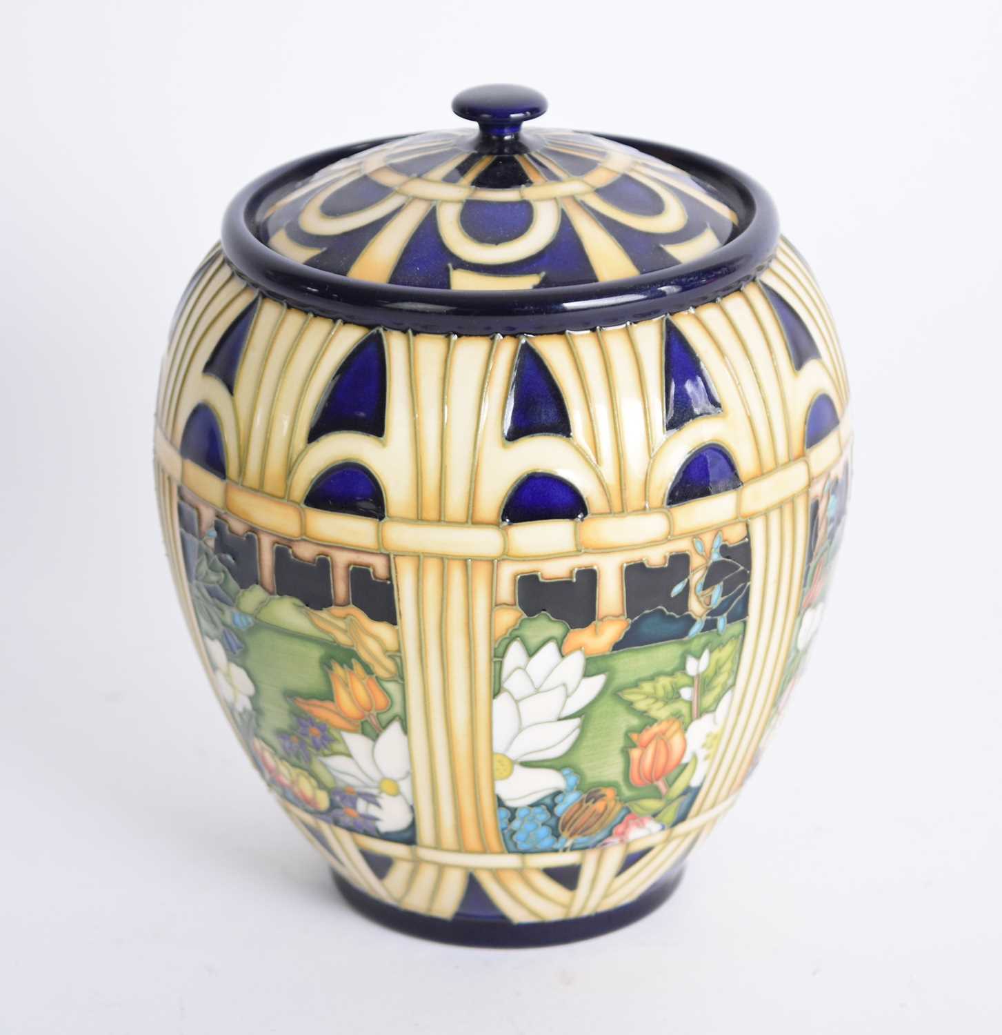 Lot 225 - A contemporary Moorcroft 'Monk's Garden' ginger jar and cover