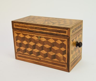 Lot 509 - A 19th century parquetry and rosewood tea caddy