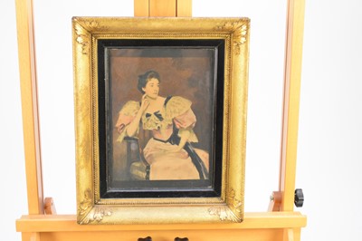 Lot 308 - British School (20th century) Portrait of a seated Edwardian Lady in pink dress with lace collar