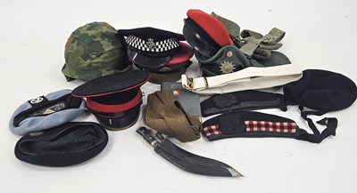 Lot 212 - Assorted military hats and uniform