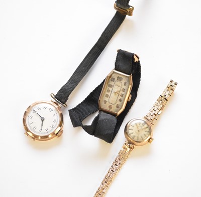 Lot 203 - A lady's 9ct gold Cyma bracelet wristwatch, together with two other wristwatches