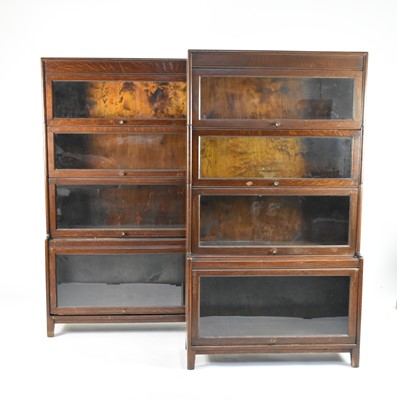 Lot 564 - A pair of oak Globe Wernicke glazed bookcases