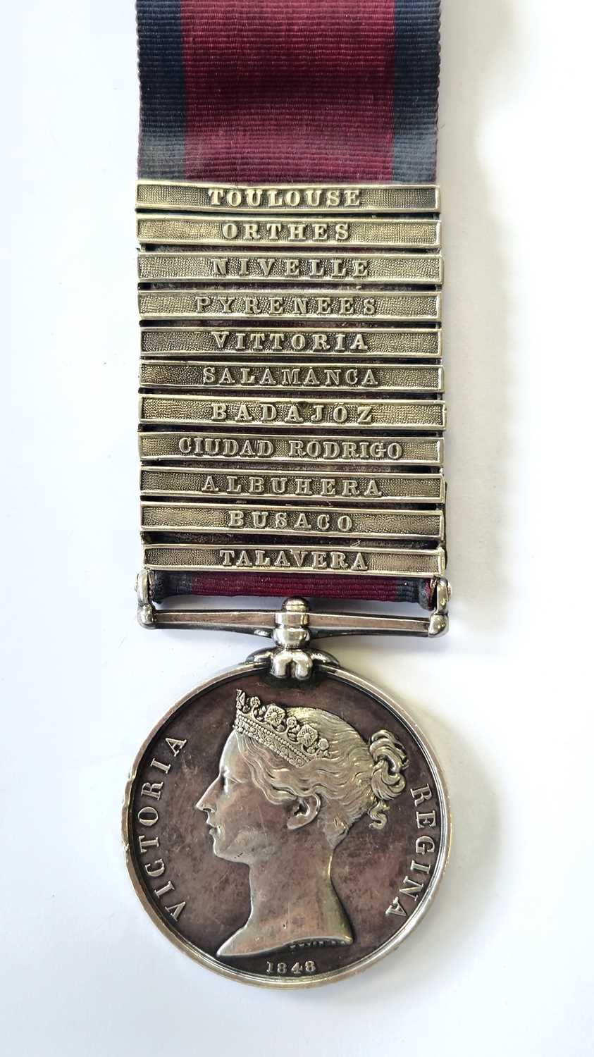 Lot 59 - Peninsular War. Military General Service to Quartermaster Joshua Stubbs, 11 clasps.