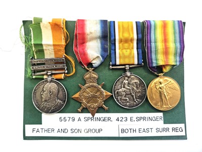 Lot 60 - Boer War/WW1 Father and Son medal group