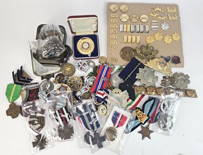 Lot 514 - Royal Engineers WW1 Medal Trio and a large accumulation of military badges