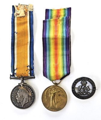 Lot 71 - WW1 pair of Army Service Corps medals and a silver war badge