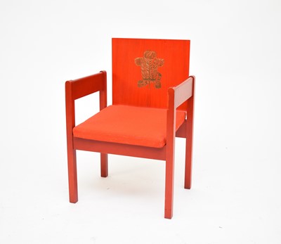 Lot 474 - A 1969 Investiture of Charles, Prince of Wales, painted ash laminate armchair