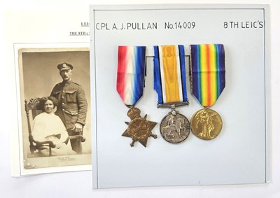 Lot 91 - WW1 trio of Leicestershire Regiment medals