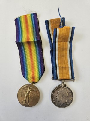 Lot 97 - Pair of WW1 medals, 11th Btn Lancashire Fusiliers