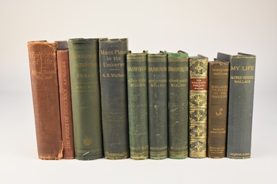 Lot 1009 - WALLACE, Alfred Russel, Darwinism, 1st edition 1889. With a copy of the 2nd edition, 1889, and a later edition. With other books by Wallace (10) (box)