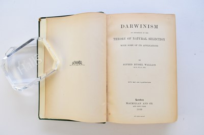 Lot 1009 - WALLACE, Alfred Russel, Darwinism, 1st edition 1889. With a copy of the 2nd edition, 1889, and a later edition. With other books by Wallace (10) (box)