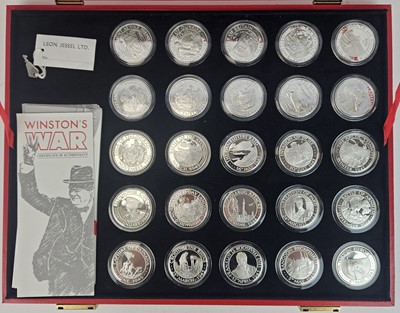 Lot 137 - Churchill's War. Limited edition set of 25 silver medals by Spinks.