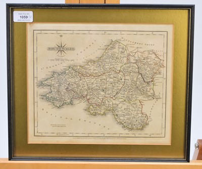 Lot 1059 - LEA, Philip, Map of Radnor, Breknoke, Cardigan and Carmarthen Shires. Sold by George Willdey circa 1720. 365 mm x 465 mm. Hand coloured, framed and glazed.