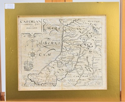 Lot 1059 - LEA, Philip, Map of Radnor, Breknoke, Cardigan and Carmarthen Shires. Sold by George Willdey circa 1720. 365 mm x 465 mm. Hand coloured, framed and glazed.