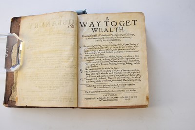 Lot 1070 - MARKHAM, Gervaise, A Way to Get Wealth. 6 books in one, 7th edition 1648.