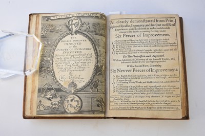 Lot 1071 - BLITH, Walter, The English Improver Improved, 3rd edition, 1652. Small 4to. Engraved title and two folding plates.