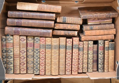 Lot 1078 - CARACCIOLI, Charles, The Life of Robert Lord Clive, Baron Plassey. 4 vols, no date, circa 1780. Contemporary speckled calf. With other antiquarian books and bindings (2 boxes)