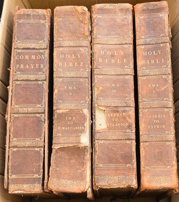 Lot 1079 - HOLY BIBLE prepared and arranged by the Rev George O'Oyly and Rev Richard Mant. 3 vols 4 to, Oxford at the Clarendon Press, 1817. With the matching Book of Common Prayer