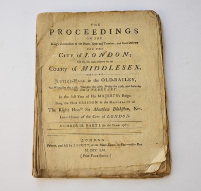 Lot 75 - OLD BAILEY PROCEEDINGS. The proceedings on the King's Commission of the Peace, Oyer and Terminer, and Gaol Delivery for the City of London
