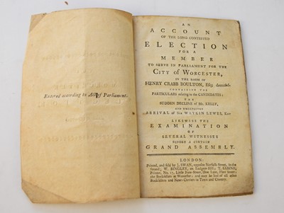 Lot 1097 - LIFE OF SIR EDMUND MASON, Commonly known by the name of the English Don Quixote. Worcester, S Grundy, 1801. 16 pp, original blue paper wrappers