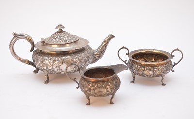 Lot 57 - A matched three piece silver tea service