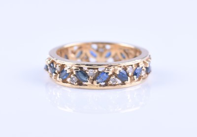 Lot 101 - An 18ct gold untested sapphire and diamond eternity ring