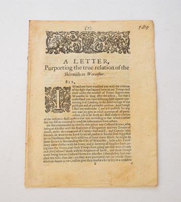 Lot 1099 - WORCESTER CIVIL WAR TRACTS. A letter from the Lord General Cromwel, Touching the Great Victory obtained near Worcester, John Field, 1651. Pp 7 [1].