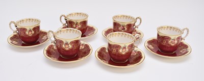 Lot 304 - Set of six Royal Worcester coffee cups and saucers