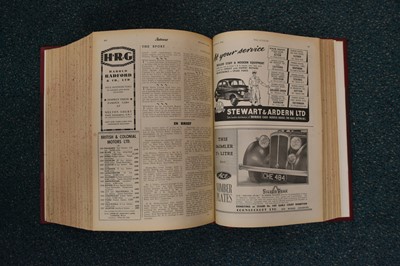 Lot 371 - THE AUTOCAR (weekly magazine) 1942-1954 (vols 87-101). Bound with covers and adverts. 43 vols.