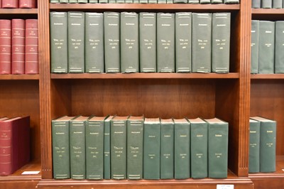 Lot 372 - THE AUTOCAR (weekly magazine) Jan 1955-Dec 1990 (vol 102-186). 101 volumes. Lacks 3 months (Nov 1973-Feb 1974). Mostly bound in green cloth.