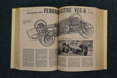 Lot 372 - THE AUTOCAR (weekly magazine) Jan 1955-Dec 1990 (vol 102-186). 101 volumes. Lacks 3 months (Nov 1973-Feb 1974). Mostly bound in green cloth.