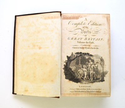 Lot 23 - ANDERSON, Robert,  A Complete Edition of the Poets of Great Britain.  13 vols 1795.  Full contemporary mottled calf with red and black title labels.  (13) (box)