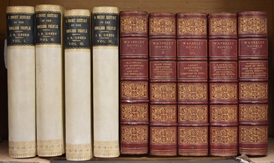 Lot 1140 - BINDINGS. Green, JR, A Short History of the English People, 4 vols 1892. Half vellum; SCOTT, Sir Walter, Waverley Novels, 6 vols 1847