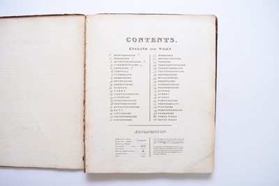 Lot 1163 - SMITH, Charles. Smith's New English Atlas containing a complete set of county maps. 4to 1828. With a map of England and Wales and 42 county maps. Outline hand colour. Half calf, boards detached.