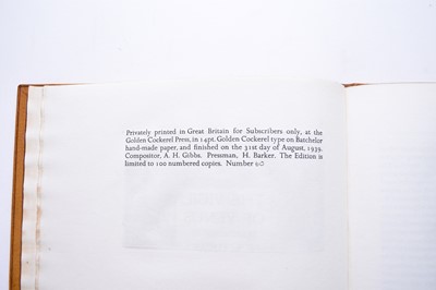 Lot 1170 - GOLDEN COCKEREL PRESS. The Vigil of Venus. Translation by F L Lucas, erotic engravings by John Buckland-Wright. 4to 1939. No 60/100.