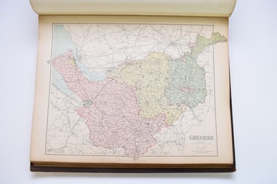 Lot 19 - PHILIP, George, publisher. County Atlas. Folio, 51 coloured maps, circa 1870. Maps are linen backed. No title page or text. Full brown morocco.