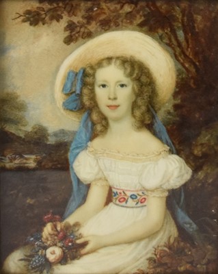 Lot 158 - Attributed to Christina Robertson (1796-1854) Portrait Miniature of a Young Girl