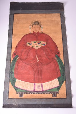 Lot 83 - A pair of Chinese ancestor portraits, early Republic period