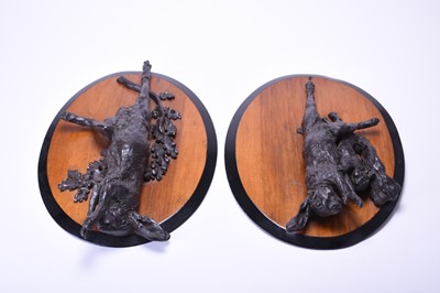 Lot 379 - A pair of late 19th century patinated spelter game groups