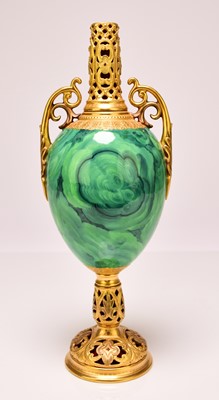 Lot 176 - Coalport malachite and gilt vase, circa 1900-1910