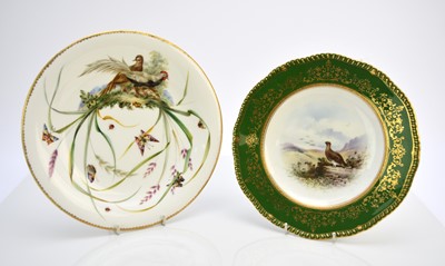 Lot 37 - Two Coalport plates painted with birds