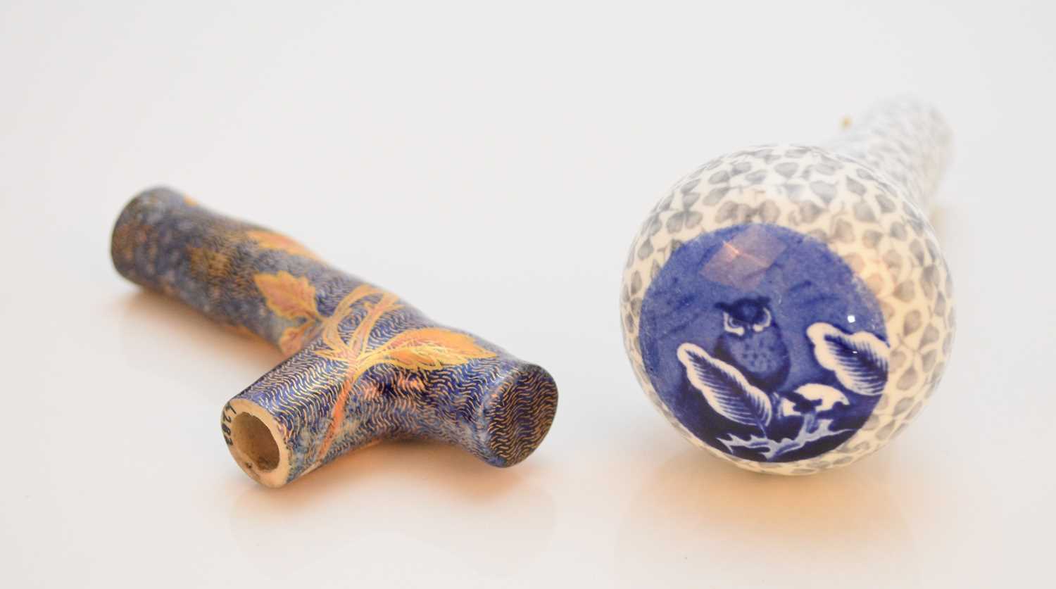 Lot 40 - Rare Coalport cane and parasol handles