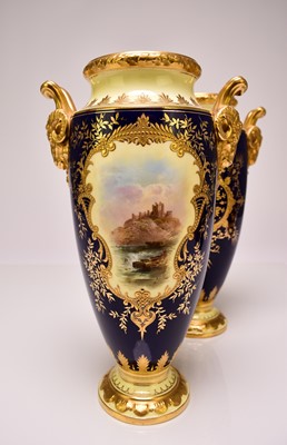 Lot 182 - A pair of Coalport vases by J.H Plant, circa 1900-1910