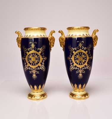 Lot 182 - A pair of Coalport vases by J.H Plant, circa 1900-1910