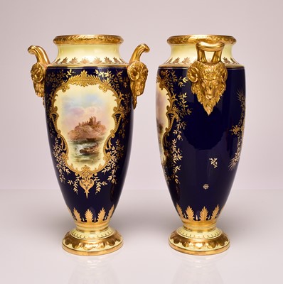 Lot 182 - A pair of Coalport vases by J.H Plant, circa 1900-1910