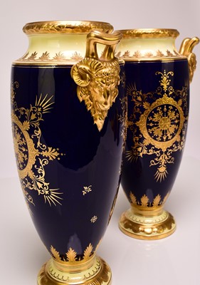 Lot 182 - A pair of Coalport vases by J.H Plant, circa 1900-1910