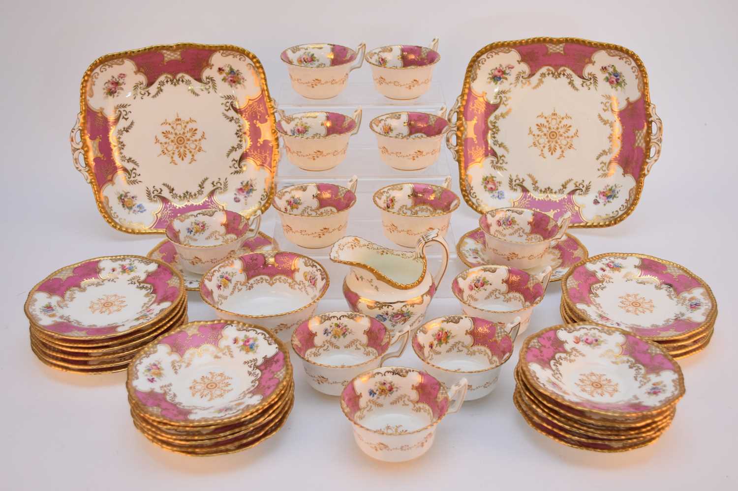 Lot 45 - Coalport pink batwing tea service, early 20th century